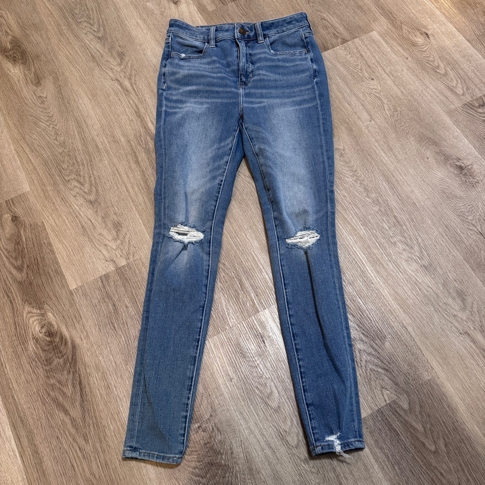 American Eagle Hi Rise Jegging Jeans 6 Regular Denim Distressed - Picture 1 of 5
